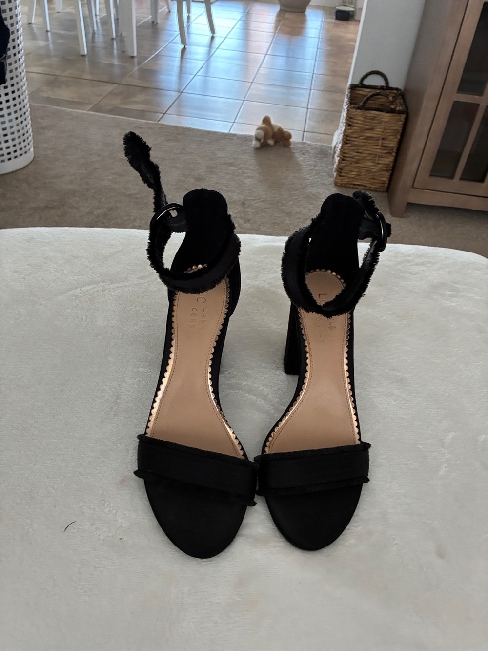 LC Lauren Conrad Black Ankle-Strap Block Heel Sandals